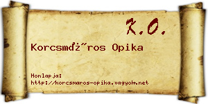 Korcsmáros Opika névjegykártya